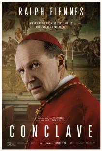 Movie poster for Conclave, starring Ralph Fiennes.