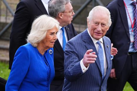 King Charles III and Queen Camilla during an official visit.