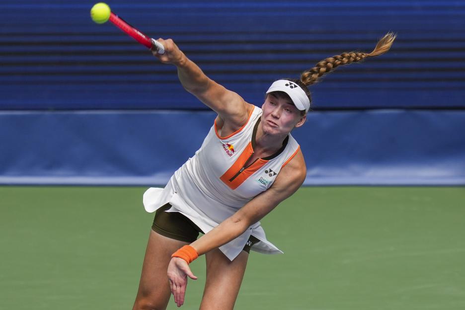 Elena Rybakina returning a tennis shot.