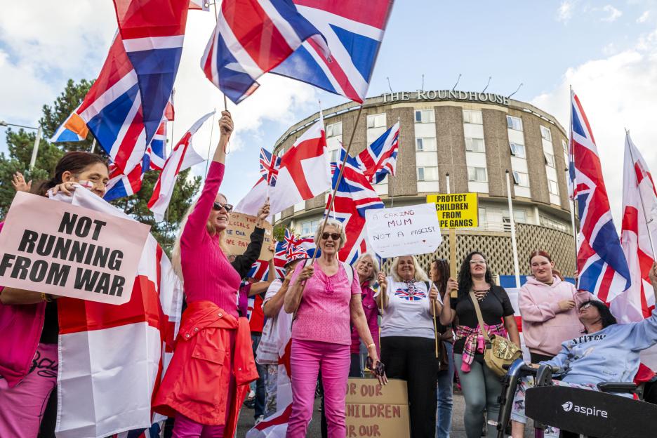 Protest against asylum seekers housed in hotels.