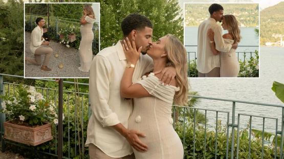 England star Morgan Gibbs-White gets engaged to stunning partner Britney after romantic Lake Como proposal