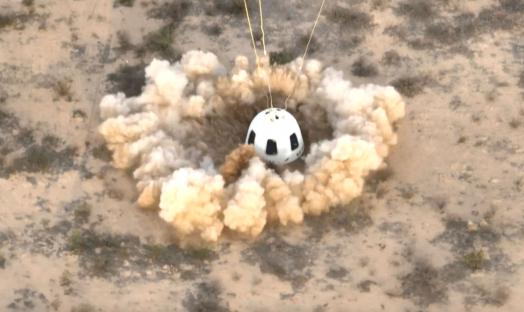 Blue Origin's crew capsule landing.