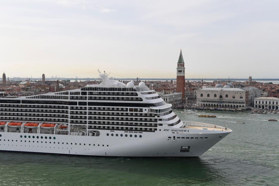 The MSC Magnifica cruise ship leaving the Venice Lagoon.