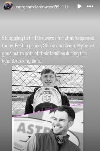 Instagram tribute to Shane and Owen with photos.