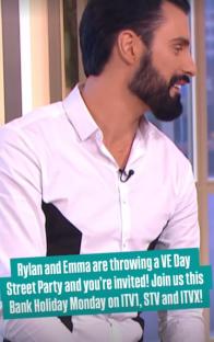 Rylan on This Morning promoting a VE Day street party.