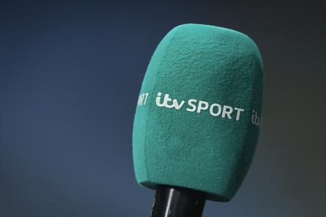 ITV Sport branded broadcast microphone.