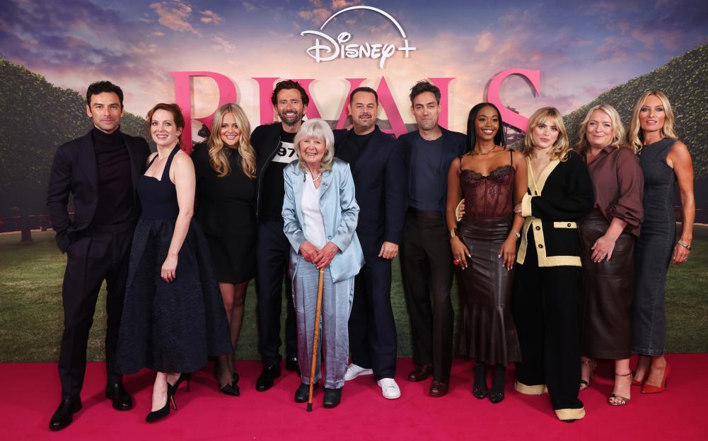 Aidan Turner, Katherine Parkinson, Emily Atack, David Tennant, Dame Jilly Cooper, Danny Dyer, Alex Hassell, Nafessa Williams, Bella Maclean, Claire Rushbrook, and Victoria Smurfit at the "Rivals" UK screening.