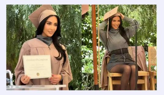 American reality star, Kim Kardashian graduates law school without degree