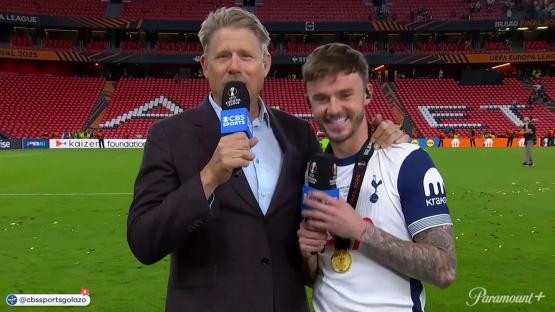 Post-game interview with a soccer player.
