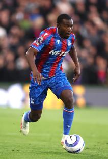 Tyrick Mitchell of Crystal Palace playing soccer.