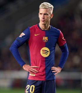 Dani Olmo of FC Barcelona during a La Liga match.