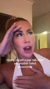 Polly Sellman giving herself a pep talk after another failed relationship.