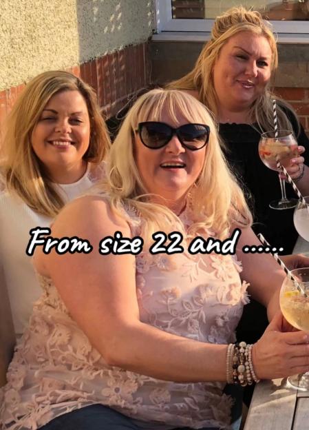 Three women, one of whom went from a size 22 to a size 12.