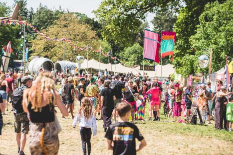 Crowds of people at the Shindig Festival.