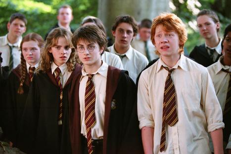 Harry Potter, Hermione Granger, and Ron Weasley in Harry Potter and the Prisoner of Azkaban.