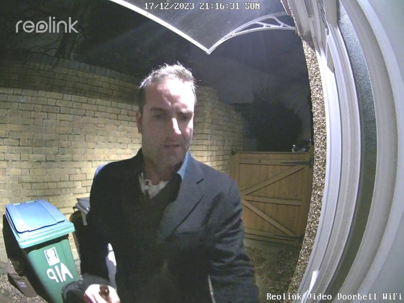 Karl Chads captured on Grace's Ring Doorbell camera before breaking in.