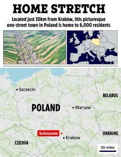 Map of Poland showing the location of SuÃ…‚oszowa, a town near Krakow.