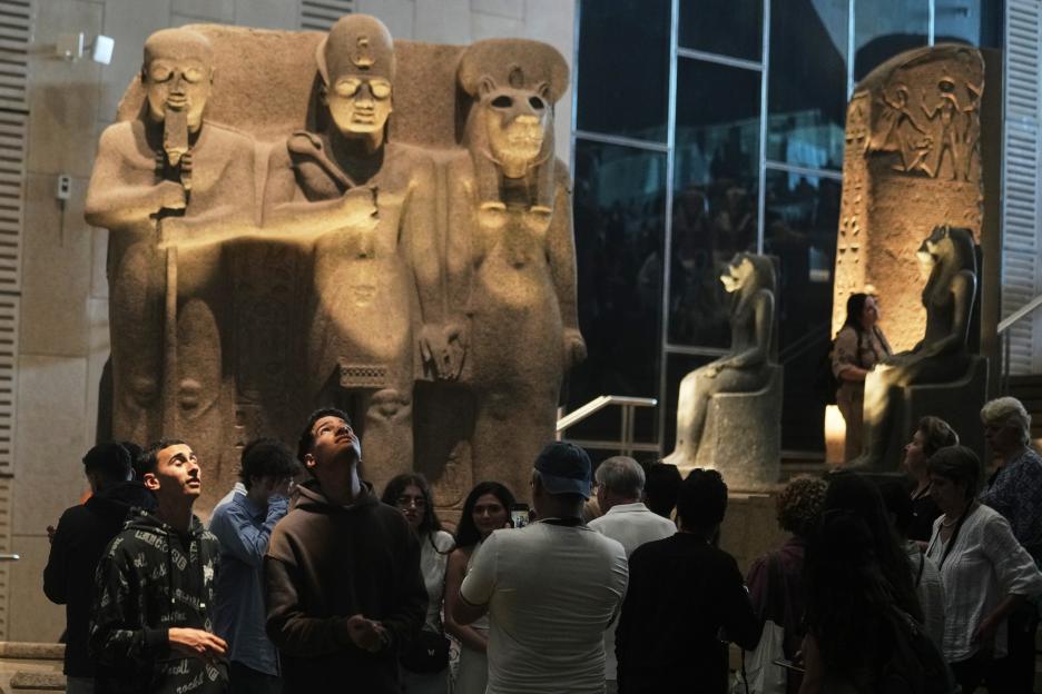 Visitors at the Grand Egyptian Museum in Giza