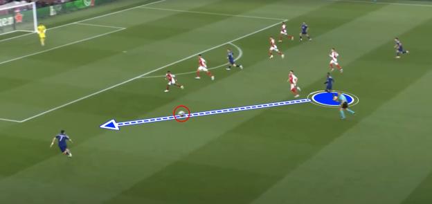 Soccer game diagram showing a pass.