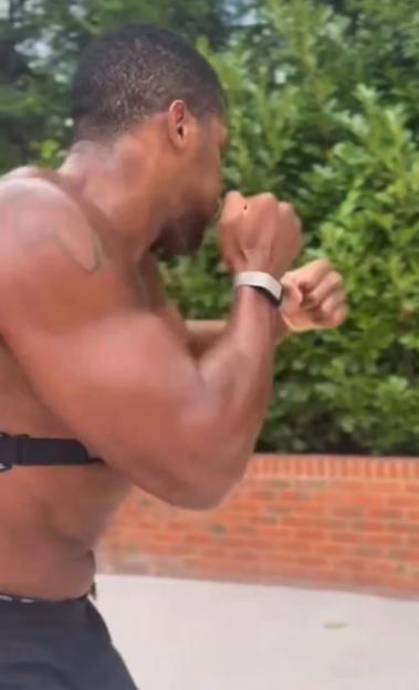 Anthony Joshua shadow boxing.
