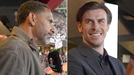 ‘Like something out of The Office’ say fans after awkward Europa League final moment between Rio Ferdinand & Gareth Bale