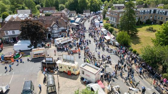 Aerial view of Wickham Horse Fair.