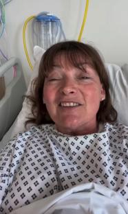 Lorraine Kelly in a hospital bed.