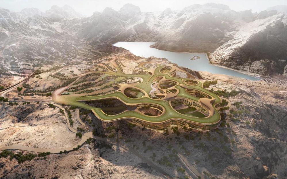 Illustration of Trojena, a mountain resort in Saudi Arabia.