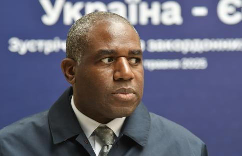 David Lammy, Britain's Foreign Minister, at a meeting in Lviv, Ukraine.