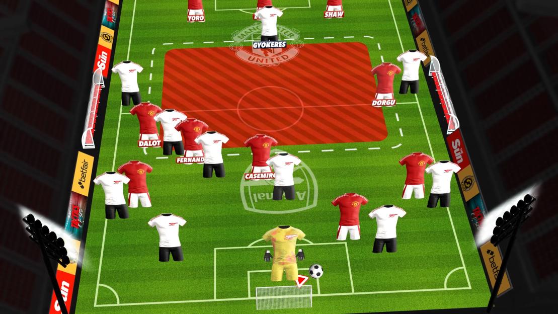 Illustration of Manchester United soccer team lineup.