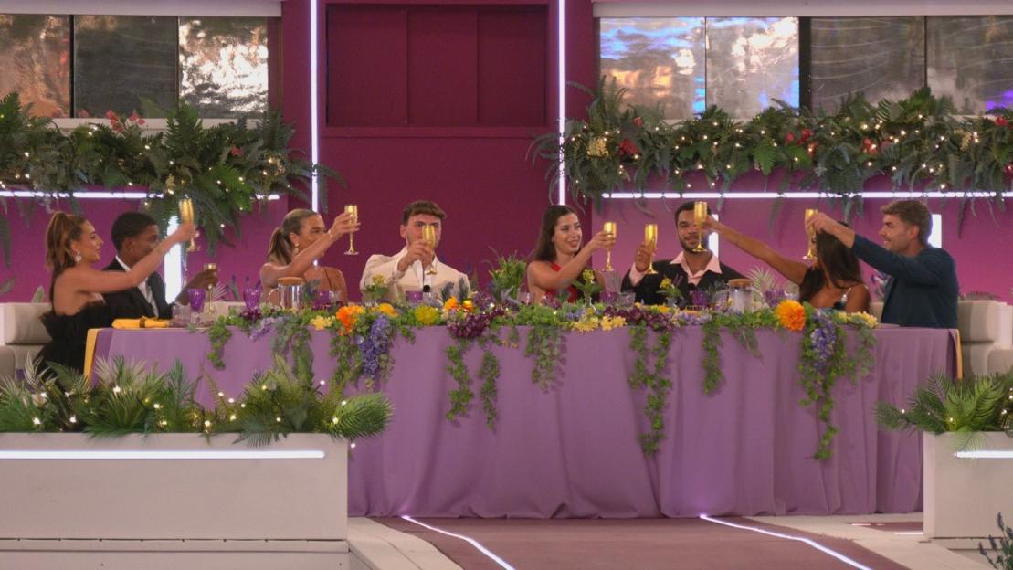 From ITV..Love Island SR12 Ep 49 on ITV2 and ITVX..Pictured: Toni, Cach, Angel, Ty, Yasmin, Jamie, Shakira & Harry ..This photograph is (C) ITV plc and can only be reproduced for editorial purposes directly in connection with the programme or event mentioned above, or ITV plc. This photograph must not be manipulated [excluding basic cropping] in a manner which alters the visual appearance of the person photographed deemed detrimental or inappropriate by ITV plc Picture Desk. This photograph must not be syndicated to any other company, publication or website, or permanently archived, without the express written permission of ITV Picture Desk. Full Terms and conditions are available on the website www.itv.com/presscentre/itvpictures/terms..For further information please contact:.michael.taiwo1@itv.com