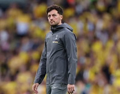Ryan Mason, Tottenham Hotspur assistant coach, at a UEFA Europa League match.
