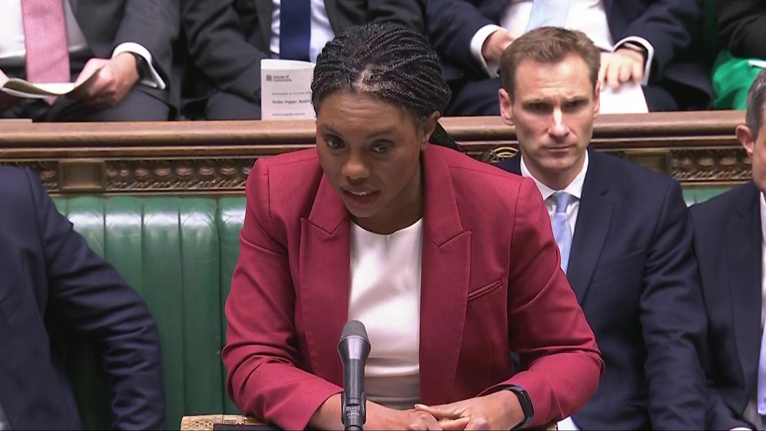 Conservative party leader Kemi Badenoch speaking during Prime Minister's Questions in the House of Commons.