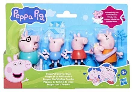 Peppa Pig family of five toy figures.