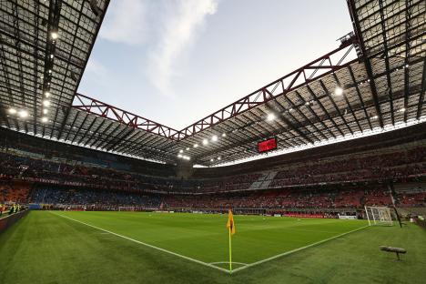 General view of a soccer stadium before a match.