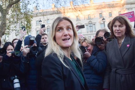 Kim Leadbeater, Labour MP, speaking to the press in Parliament Square.