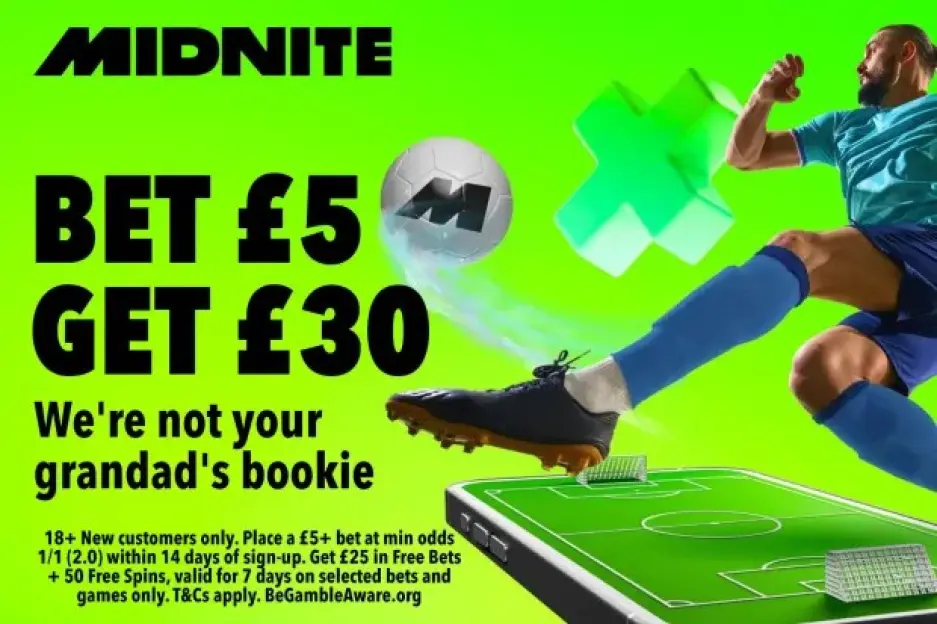 Man City vs Tottenham: Get £25 in football free bets and 50 free spins when you join Midnite