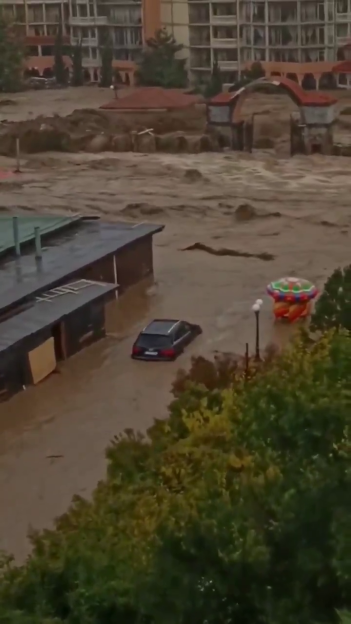 A resort town ravaged by floods.