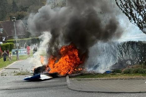Plane crashes into UK holiday park before bursting into flames & sending ‘shockwave’ with ‘loud bang’ heard