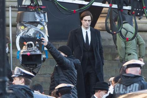 Robert Pattinson filming The Batman in Liverpool.