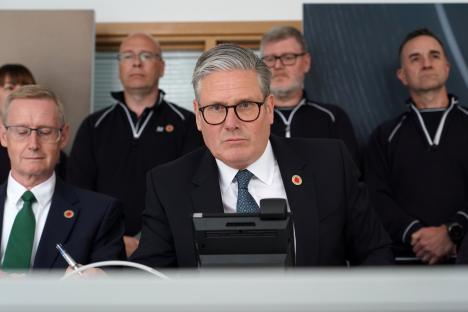 Prime Minister Keir Starmer on a phone call.