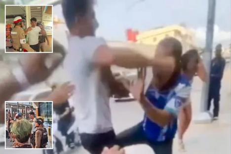 Shocking moment Brit tourists in Thailand’s ‘Sin City’ fight locals in horror road rage brawl before cops make arrests