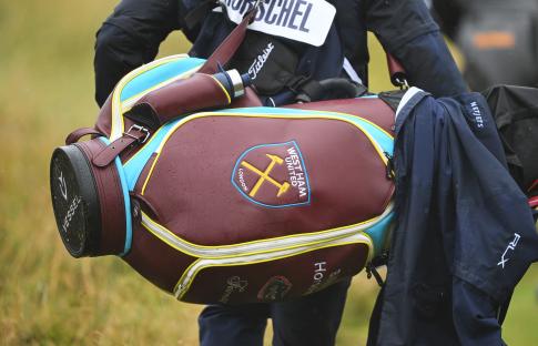 Close-up of a West Ham United golf bag.