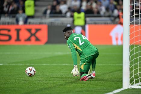Andre Onana, Manchester United goalkeeper, on the field.
