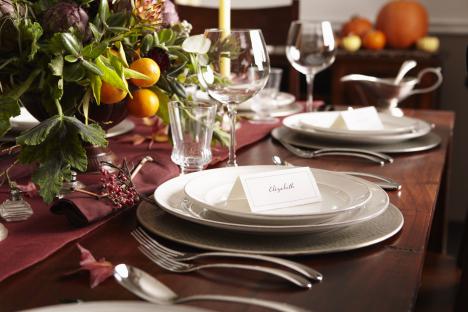 Autumnal table setting with place card for Elizabeth.