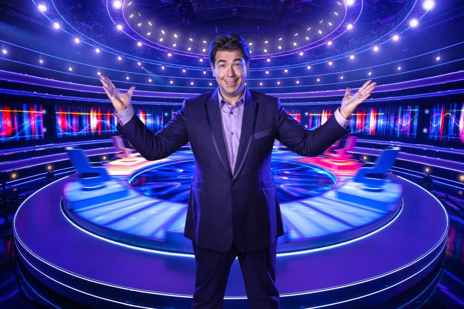 Michael McIntyre on the set of The Wheel.