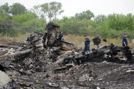Debris field from the crash of Malaysia Airlines Flight 17.