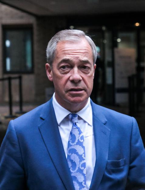 Nigel Farage outside Southwark Crown Court after Fayaz Khan was jailed for five years for threatening to kill him.