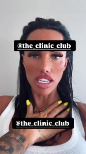 Katie Price Instagram Story promoting @the_clinic_club.