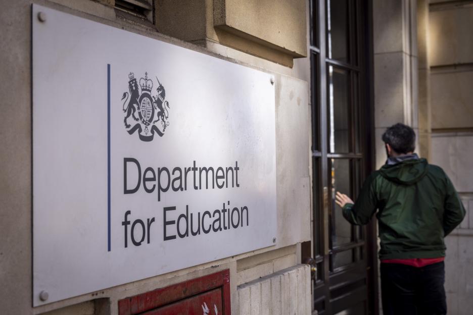 Department for Education sign.
